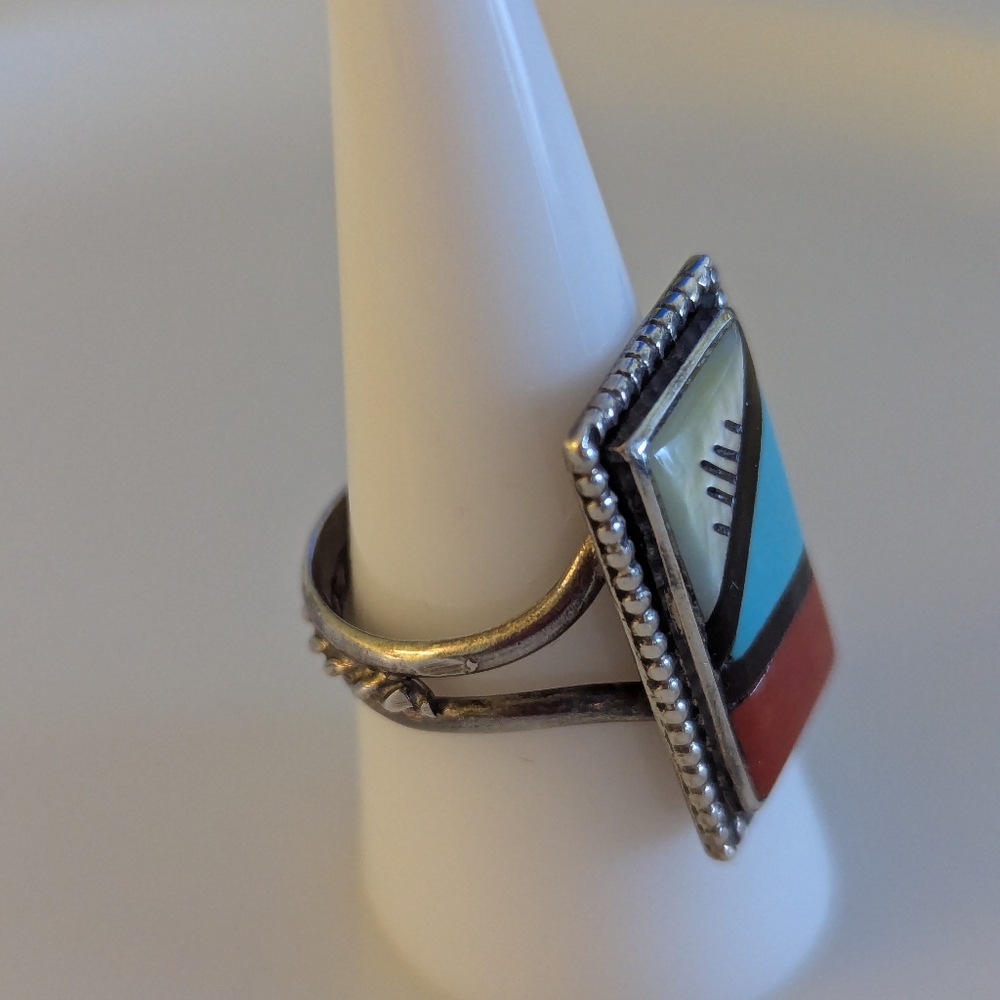 Vintage Zuni Multistone Ring Size 9 - Picture 5 of 9